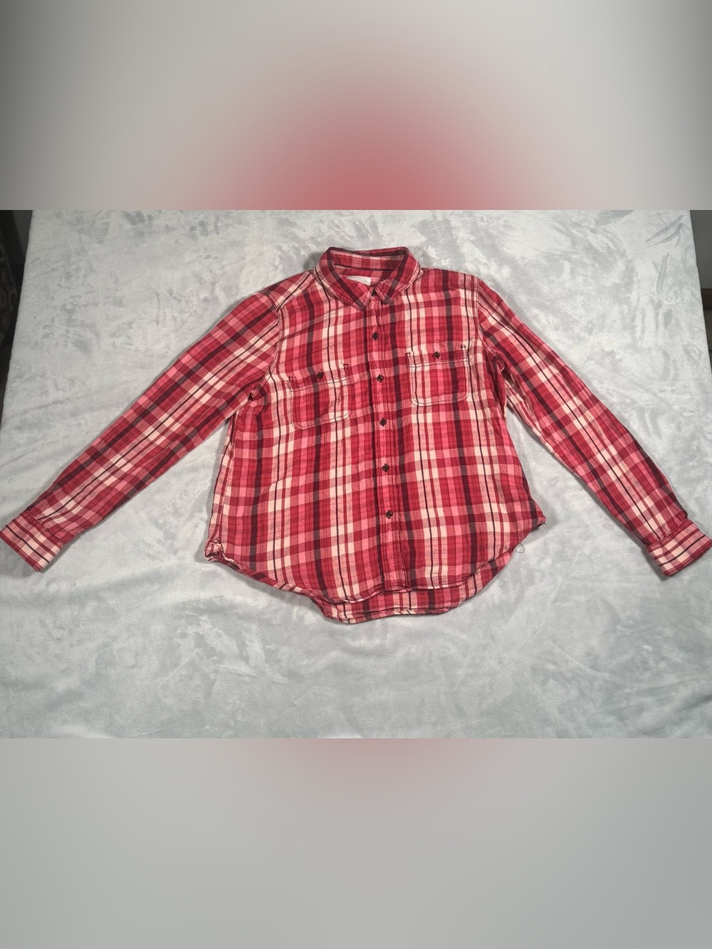 Mudd Women’s Large Red Plaid Button Front Flannel Shirt Casual Grunge